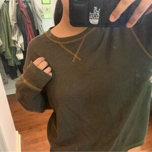🍂 Redhead Forest Green Sweater with Stitch Detailing (Oversized)